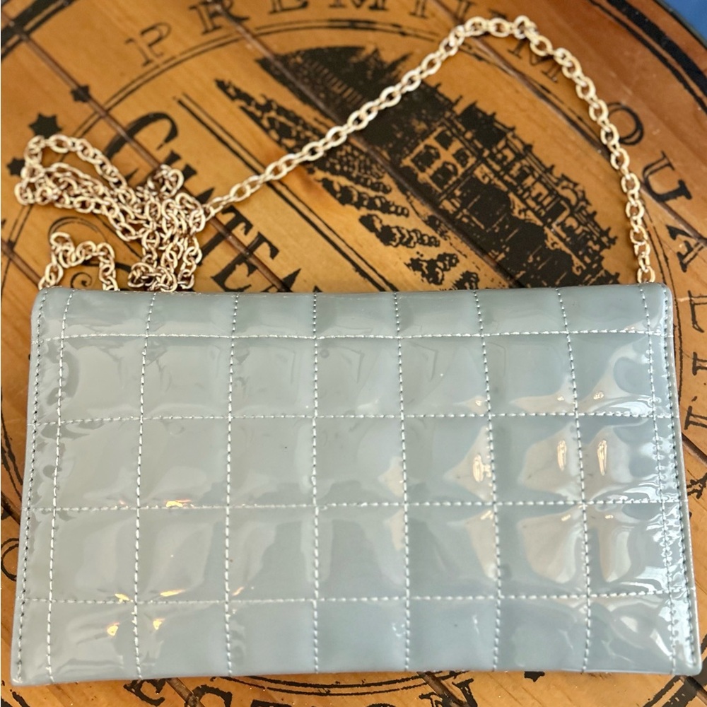 🌸🌷Crossi Blue Envelope Style Patent Puffy Quilted Crossbody Shoulder Bag Clutch - Picture 11 of 16